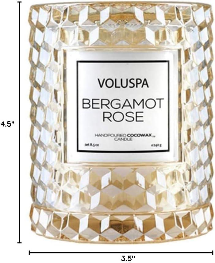 imageVoluspa Bergamot Rose Icon Cloche Textured Glass Candle 85 Ounces