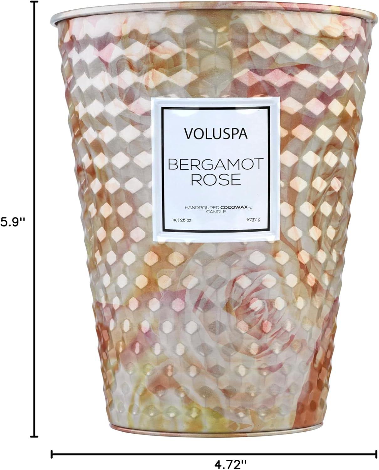 imageVoluspa Bergamot Rose Tin Candle 2 Wick Tin Candle 26 oz 80 Hour Burn Time Coconut Wax for Clean Burning Handcrafted in The USABergamot Rose