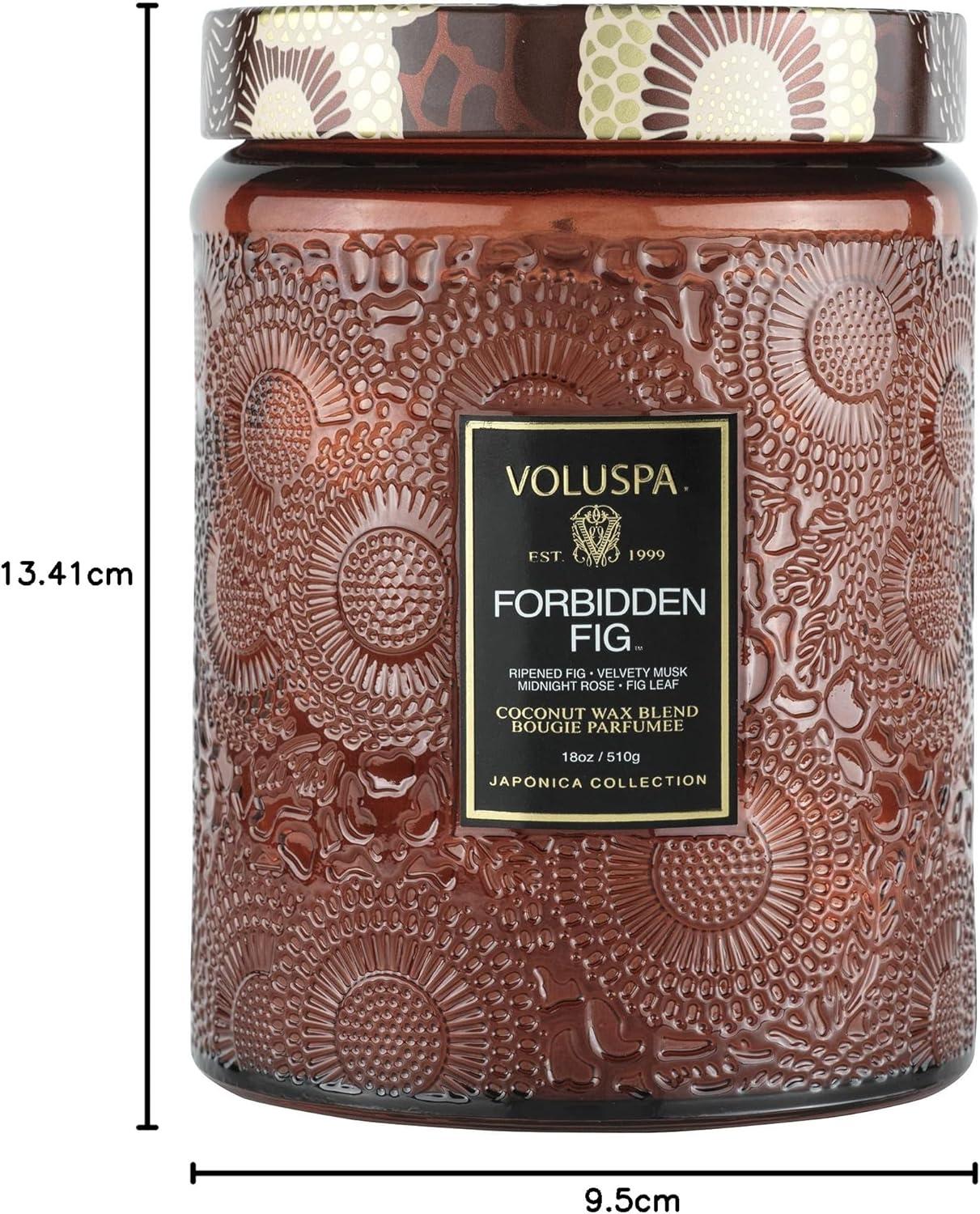 imageVoluspa Cherry Gloss Large Jar Candle 18 oz Coconut Wax Blend Scented Candles for Home 100 Hour Burn Time Fruity Candle Handcrafted in The USAForbidden Fig