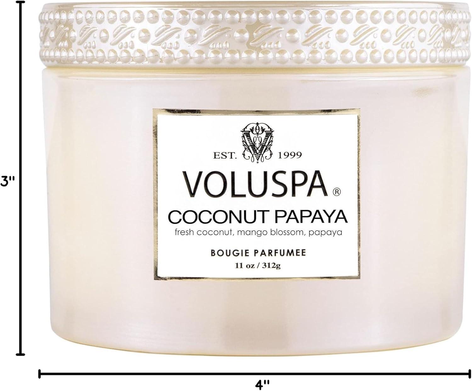 imageVoluspa Coconut Papaya Corta Maison Boxed Candle 11 oz 45 Hour Burn Time Coconut Wax for Clean Burning Handcrafted in The USA