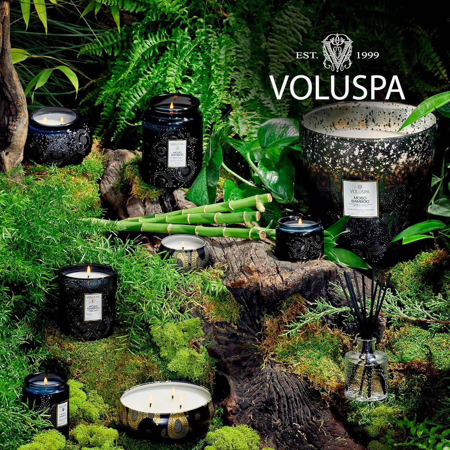 imageVoluspa French Cade Lavender Candle 18 oz Coconut Wax Blend Scented Candles for Home 100 Hour Burn Time Candle JarsMoso Bamboo