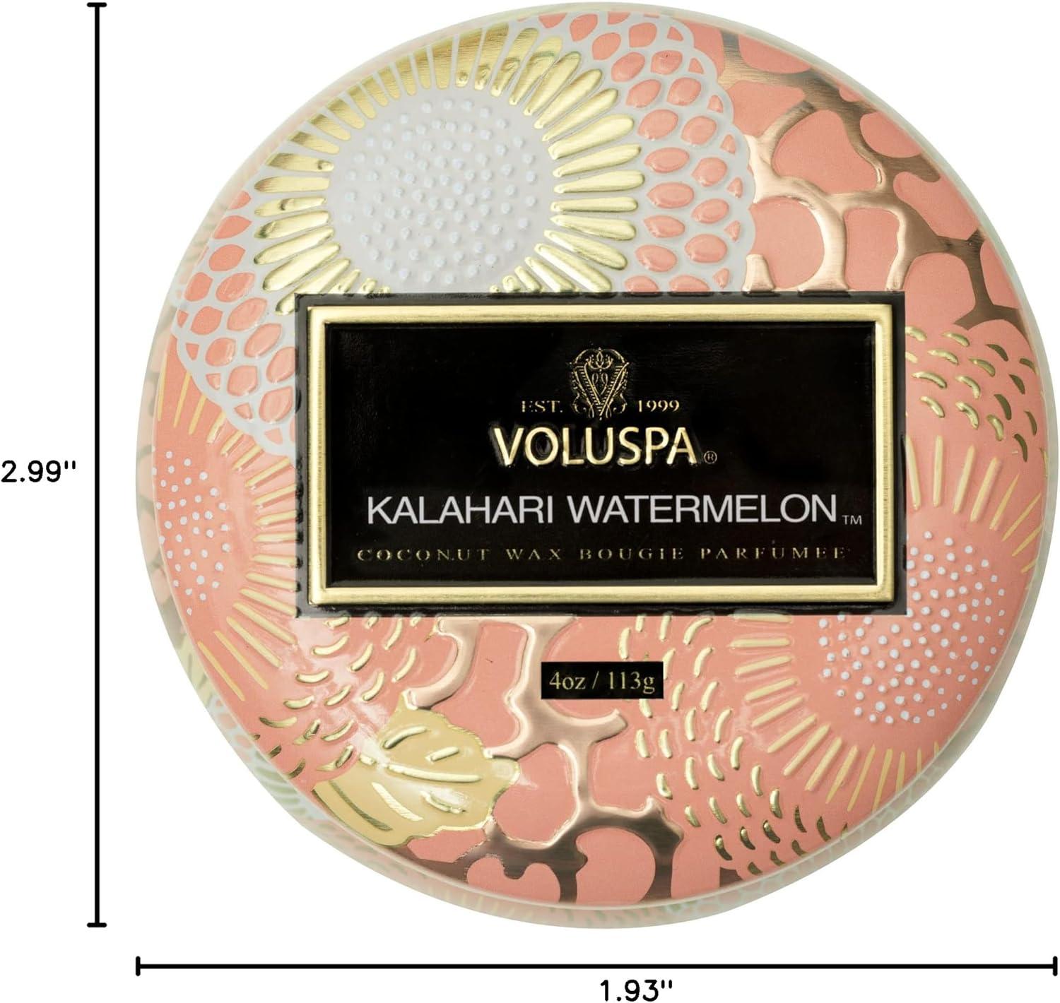 imageVoluspa French Cade Lavender Mini Tin Candle 4 oz 25 Hour Burn Time Coconut Wax for Clean Burning Handcrafted in The USAKalahari Watermelon