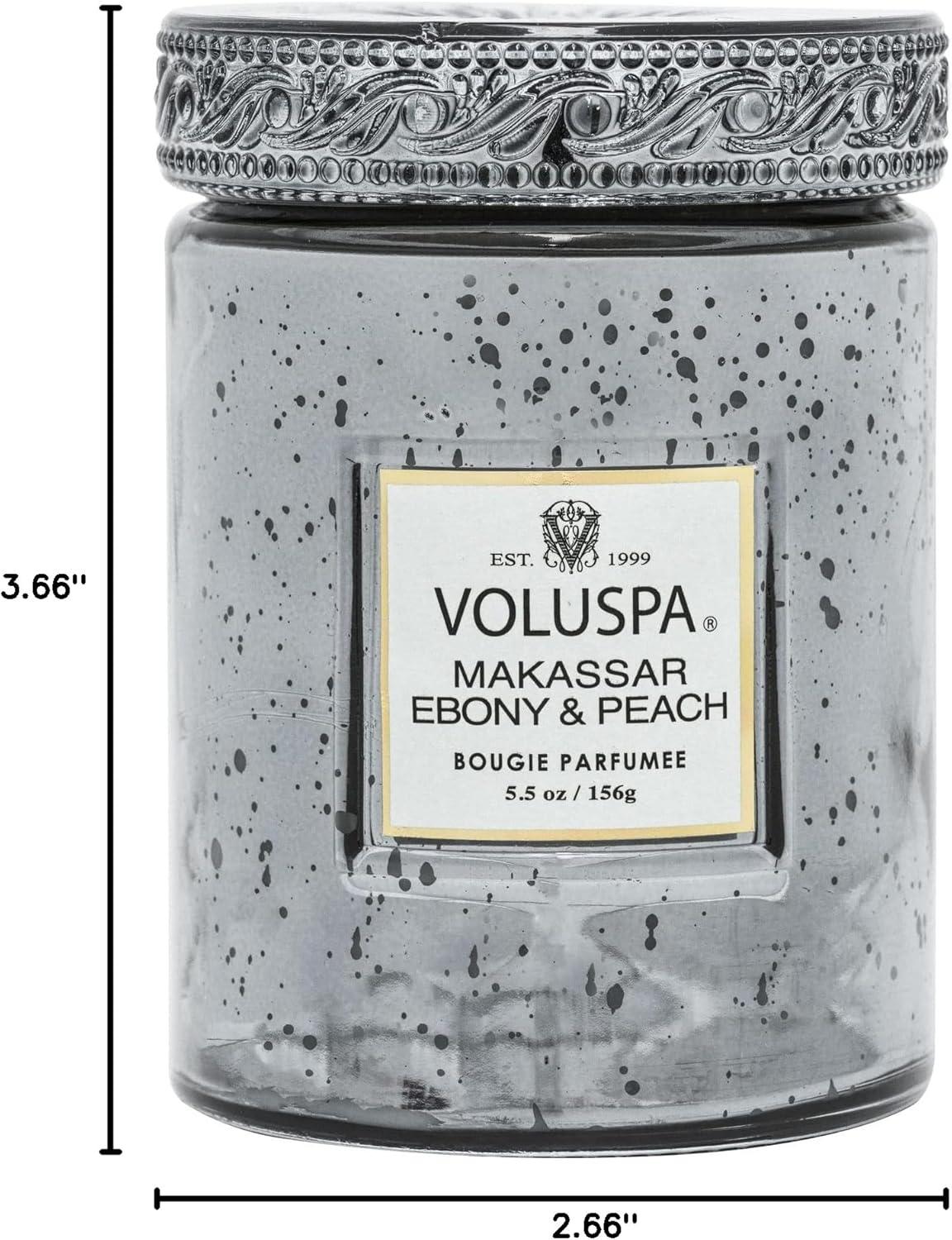 imageVoluspa Makassar Ebony ampamp Peach Small Candle Jar 55 oz 50 Hour Burn Time Coconut Wax for Clean Burning Handcrafted in The USA