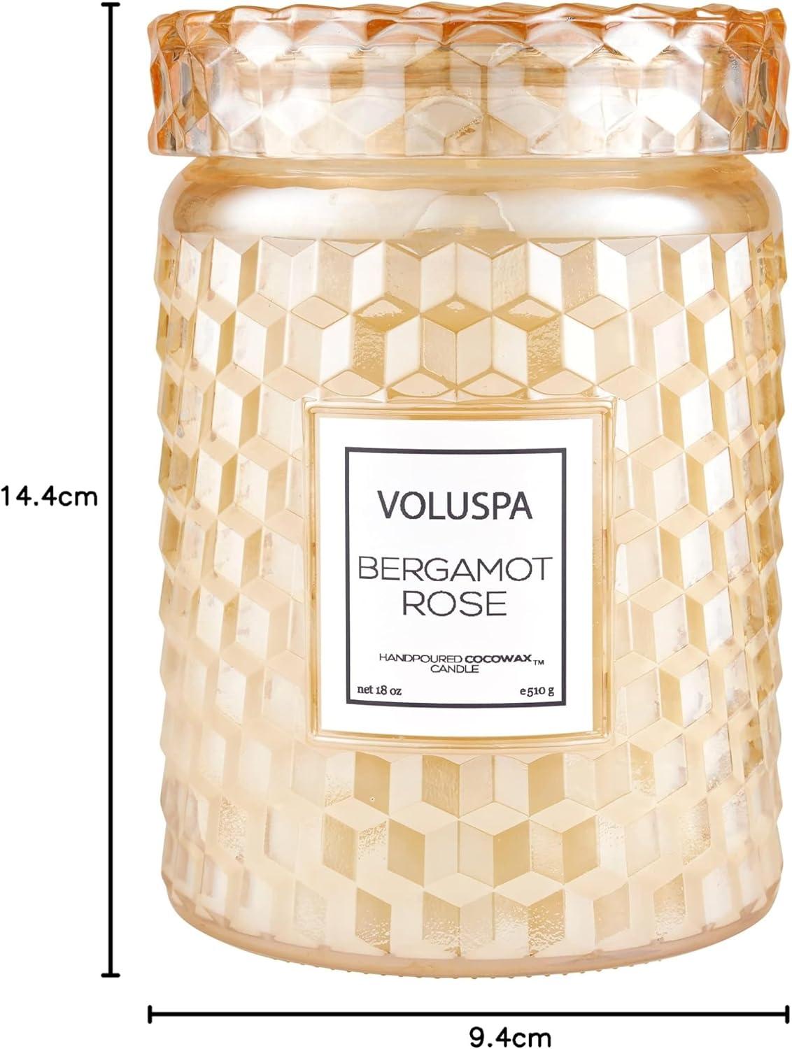 imageVoluspa Milk Rose Large Candle Jar 18 Ounce 100 Hour Burn Time Coconut Wax for Clean Burning Handcrafted in The USABergamot Rose