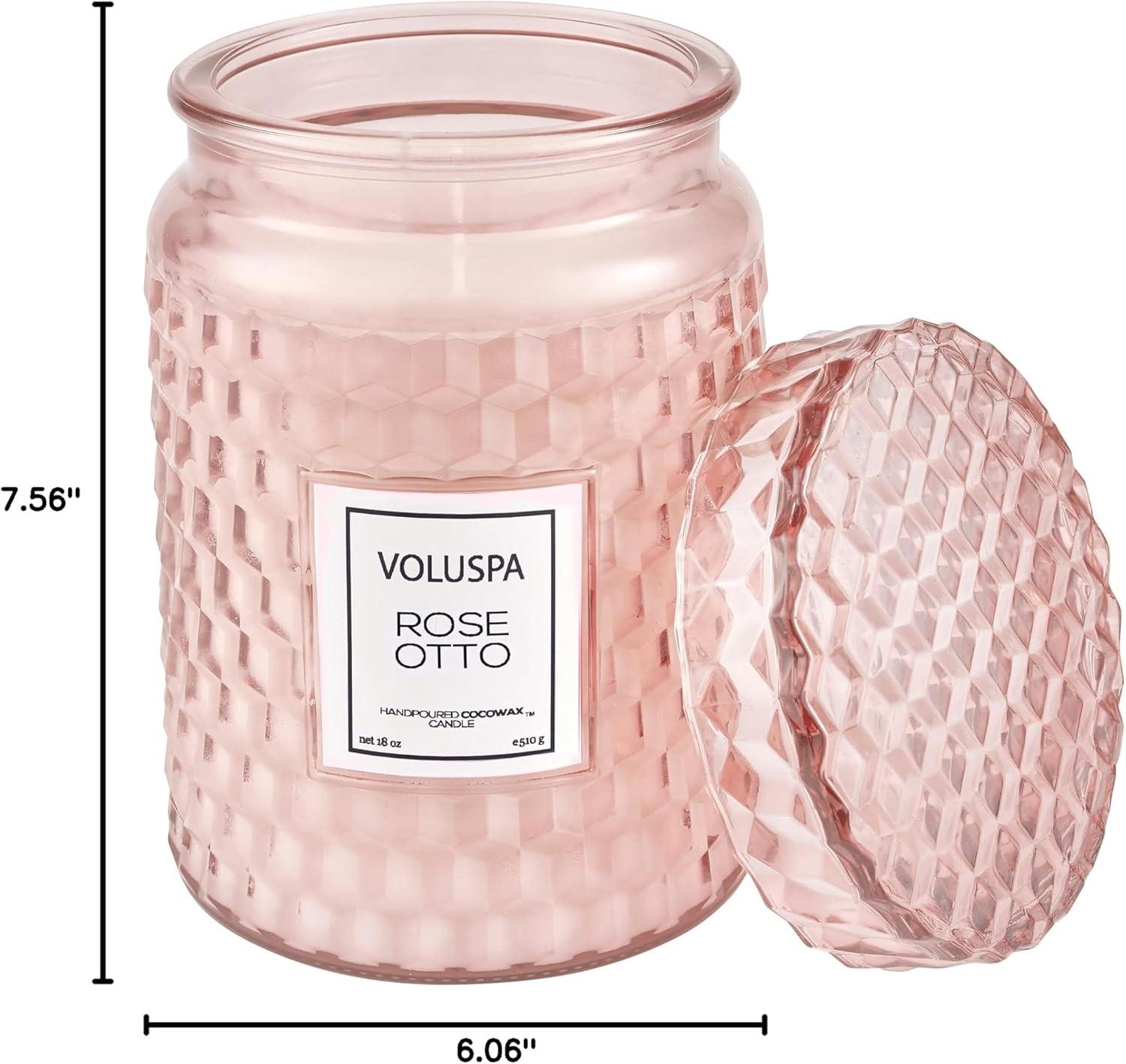 imageVoluspa Milk Rose Large Candle Jar 18 Ounce 100 Hour Burn Time Coconut Wax for Clean Burning Handcrafted in The USARose Otto