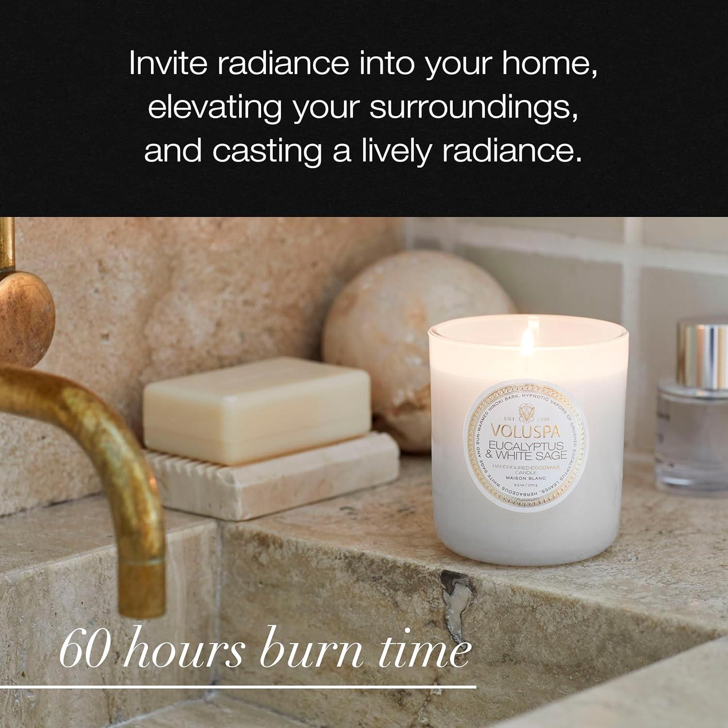 imageVoluspa Saijo Persimmon Classic Boxed Candle 95 Ounce 60 Hour Burn Time Coconut Wax for Clean Burning Handcrafted in The USAEucalyptus White Sage