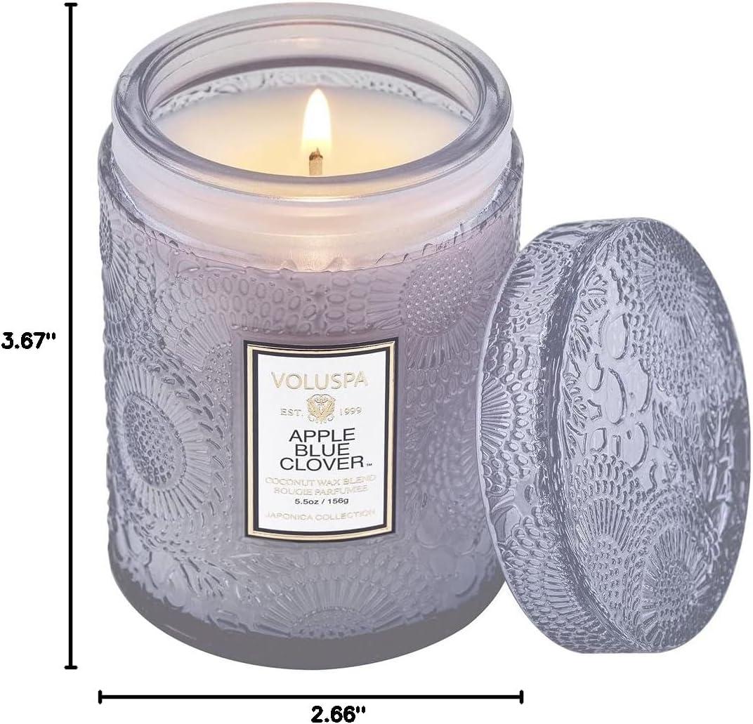 imageVoluspa Santal Vanille Small Candle Jar 55 oz 50 Hour Burn Time Coconut Wax for Clean Burning Handcrafted in the USAPurple