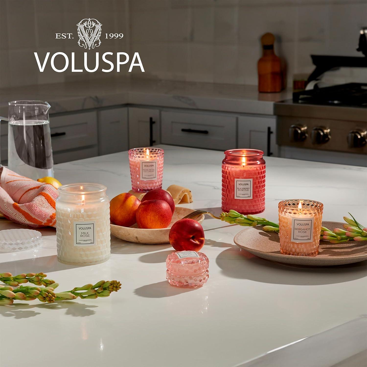 imageVoluspa Sparkling Rose 3 Wick Tin Candle 12 Ounce 40 Hour Burn Time Coconut Wax for Clean Burning Handcrafted in The USA