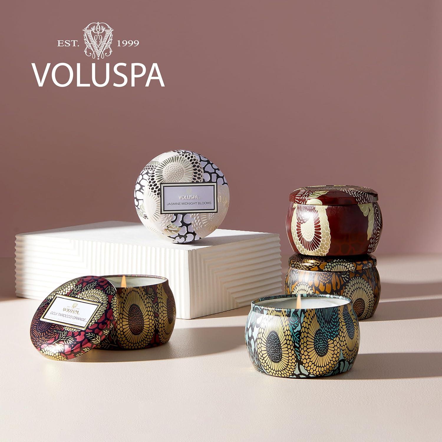 imageVoluspa Wildflowers Mini Tin Candle 4 Ounce 25 Hour Burn Time Coconut Wax for Clean Burning Handcrafted in The USA