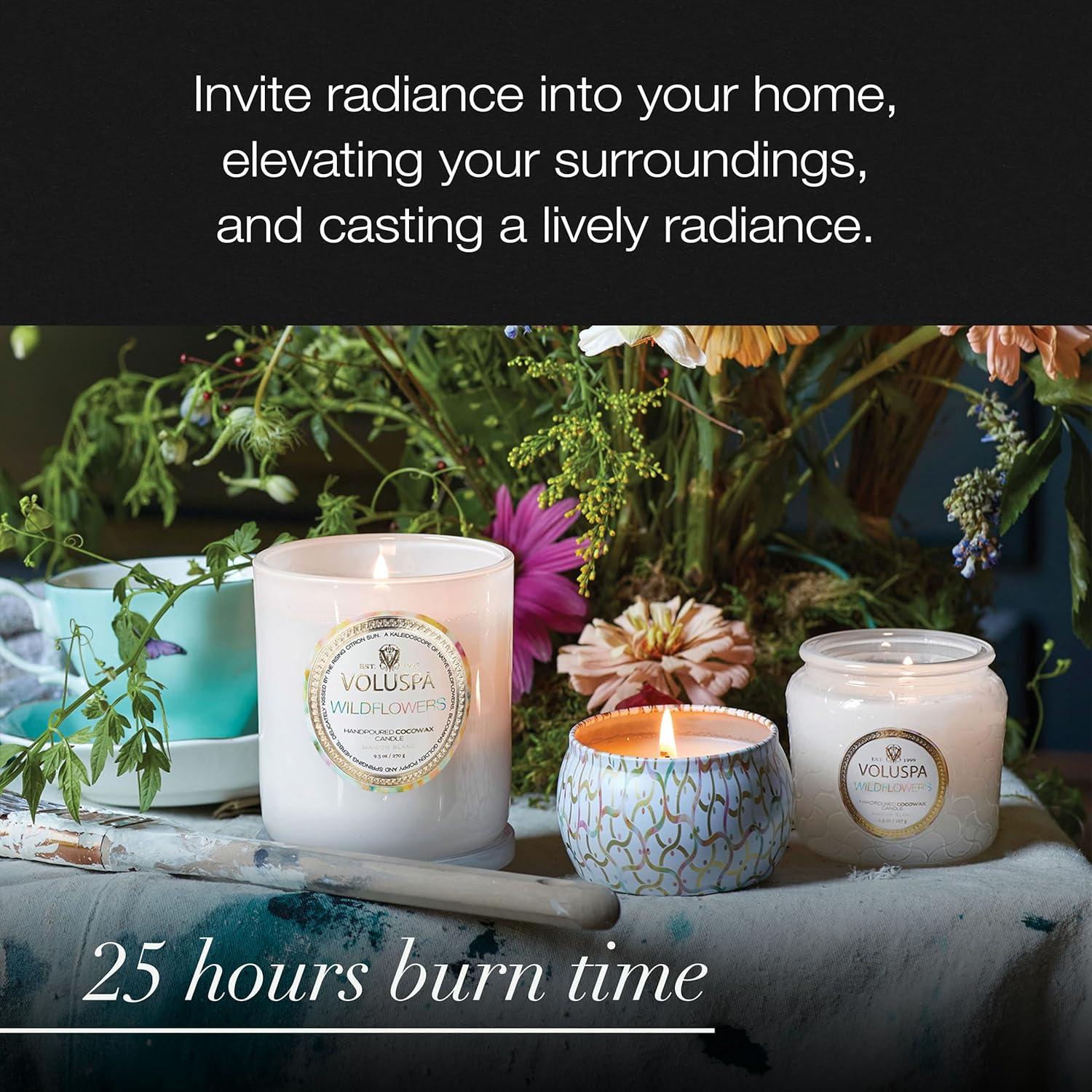imageVoluspa Wildflowers Mini Tin Candle 4 Ounce 25 Hour Burn Time Coconut Wax for Clean Burning Handcrafted in The USA
