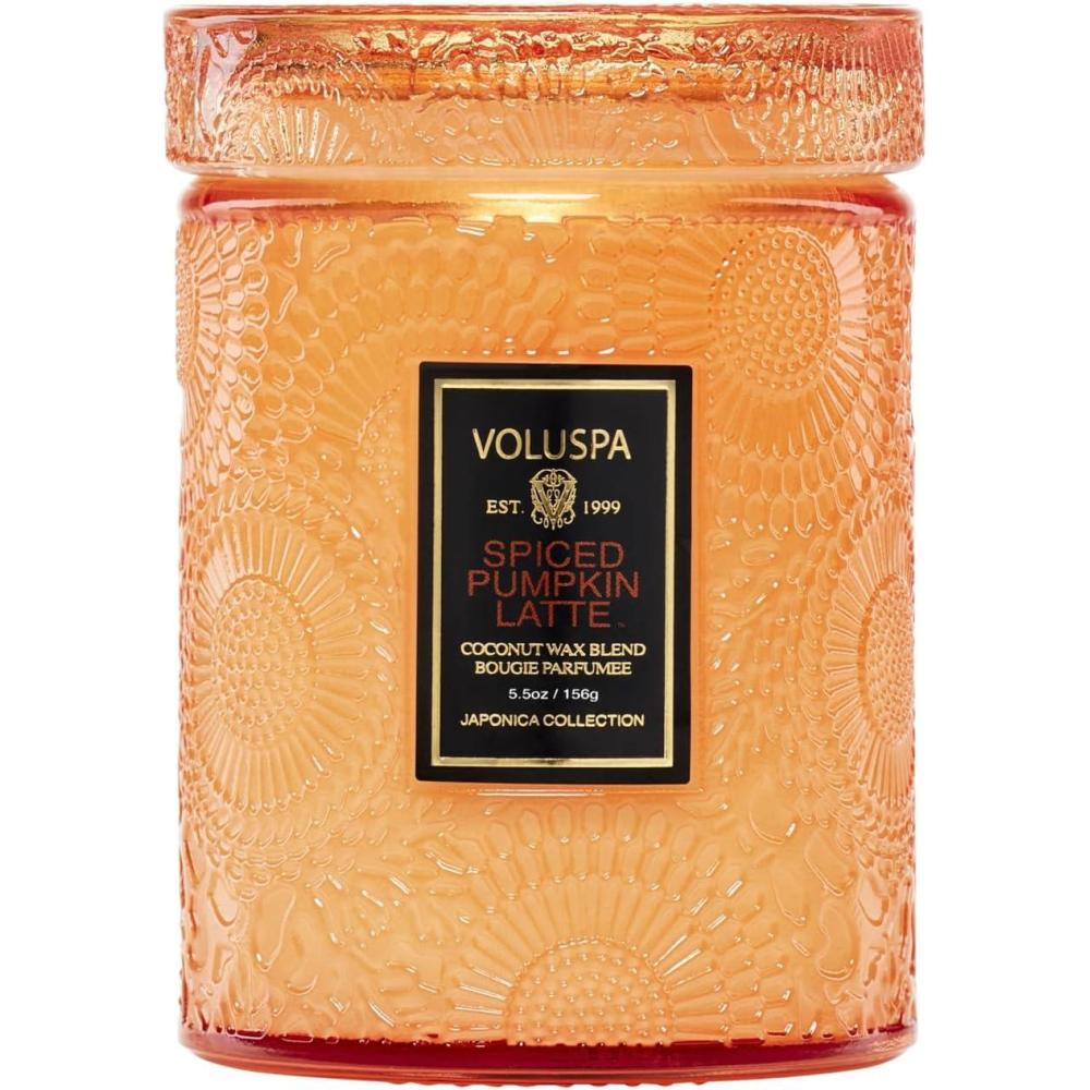 imageVoluspa Baltic Amber Small Candle Jar 55 oz 50 Hour Burn Time Coconut Wax for Clean Burning Handcrafted in the USASpiced Pumpkin Latte
