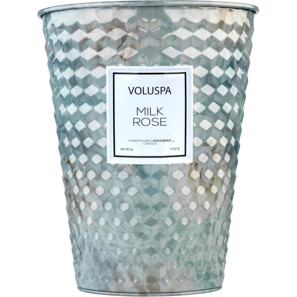 imageVoluspa Bergamot Rose Tin Candle 2 Wick Tin Candle 26 oz 80 Hour Burn Time Coconut Wax for Clean Burning Handcrafted in The USAMilk Rose