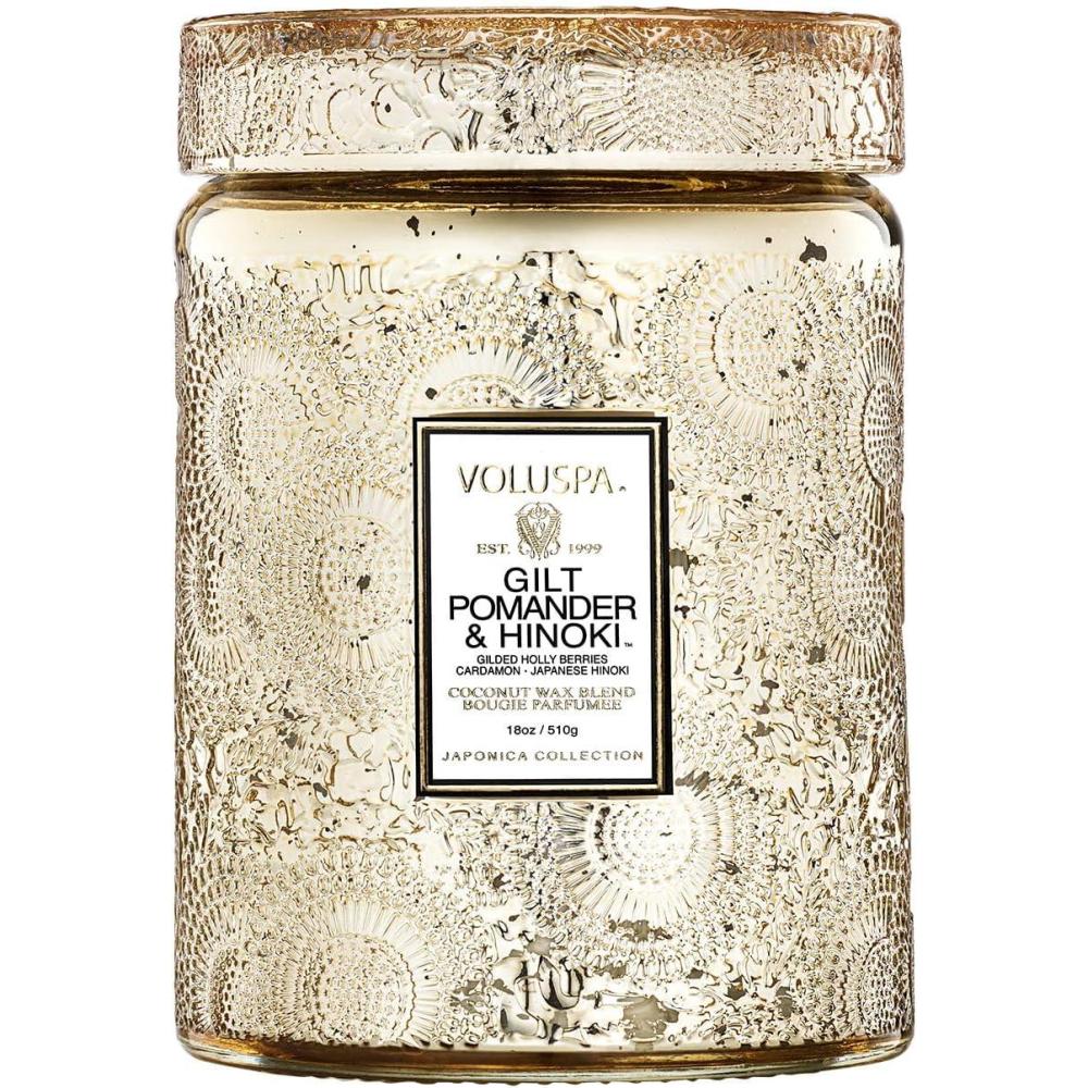 imageVoluspa Cherry Gloss Large Jar Candle 18 oz Coconut Wax Blend Scented Candles for Home 100 Hour Burn Time Fruity Candle Handcrafted in The USAGilt Pomander Hinoki