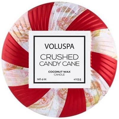 imageVoluspa Crushed Candy Cane Candle Classic Boxed Candle 65 Ounces 40 Hour Burn Time Coconut Wax for Clean Burning NonToxicRed White