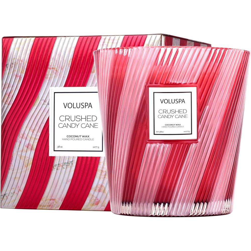 imageVoluspa Crushed Candy Cane Candle Classic Boxed Candle 65 Ounces 40 Hour Burn Time Coconut Wax for Clean Burning NonToxicRed