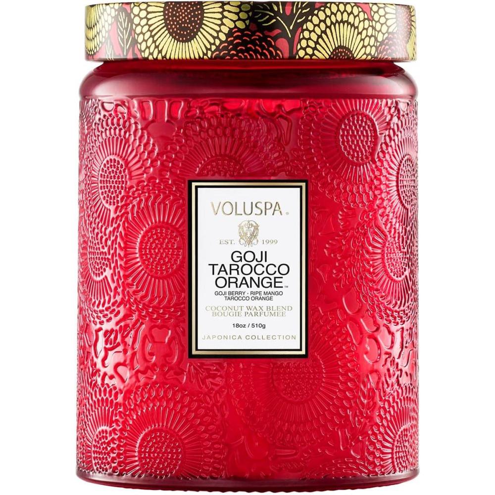 imageVoluspa French Cade Lavender Candle 18 oz Coconut Wax Blend Scented Candles for Home 100 Hour Burn Time Candle JarsGoji Tarocco Orange