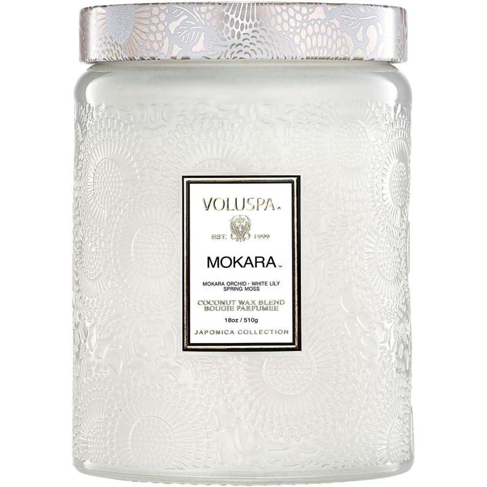 imageVoluspa French Cade Lavender Candle 18 oz Coconut Wax Blend Scented Candles for Home 100 Hour Burn Time Candle JarsMokara