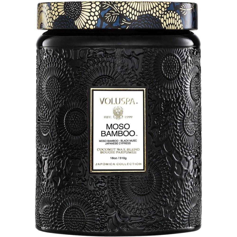 imageVoluspa French Cade Lavender Candle 18 oz Coconut Wax Blend Scented Candles for Home 100 Hour Burn Time Candle JarsMoso Bamboo