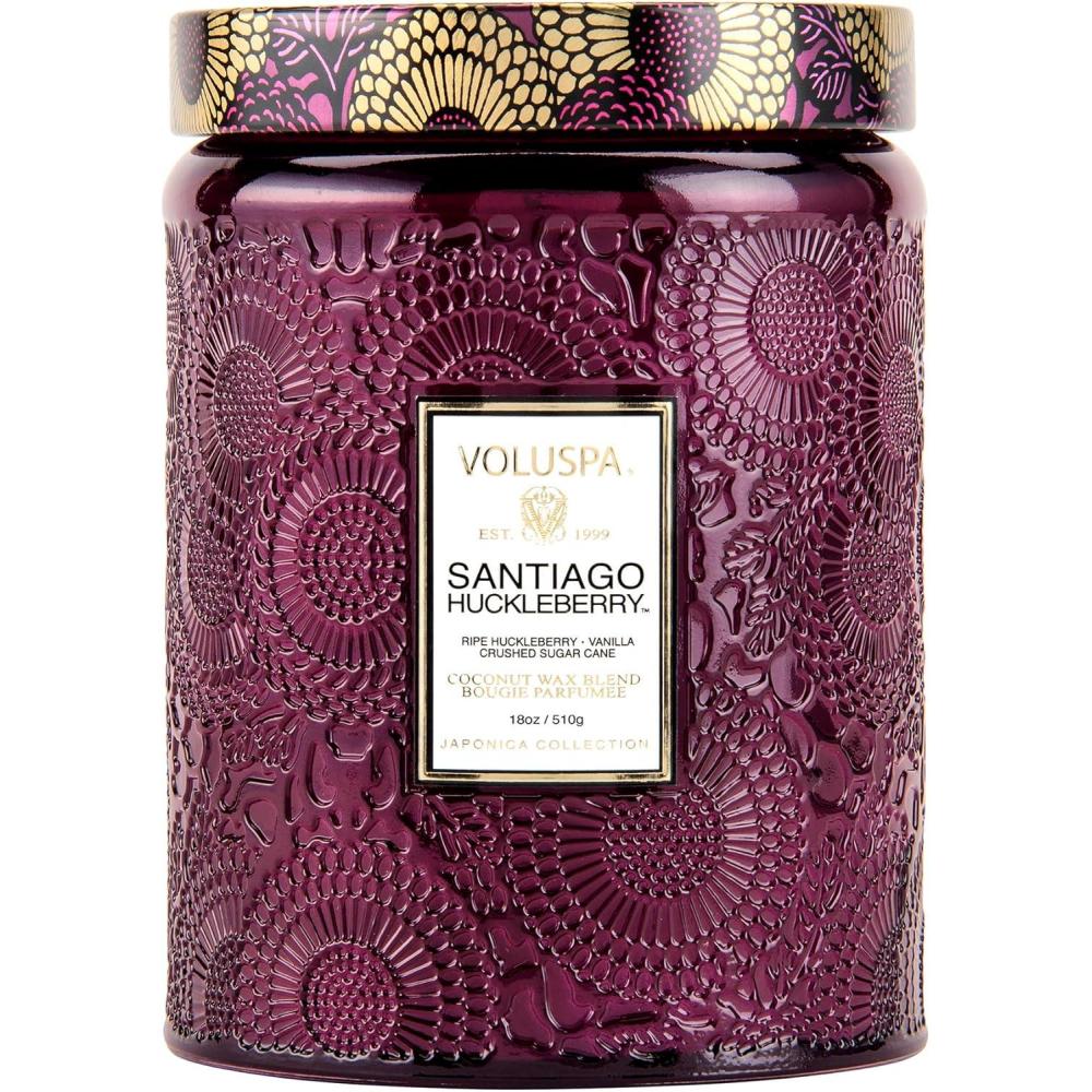 imageVoluspa French Cade Lavender Candle 18 oz Coconut Wax Blend Scented Candles for Home 100 Hour Burn Time Candle JarsSantiago Huckleberry