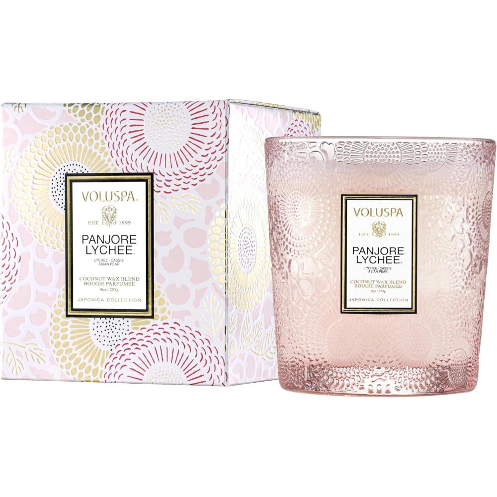 imageVoluspa Gilt Pomander ampamp Hinoki Classic CandlePanjore Lychee