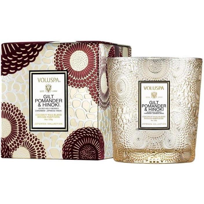 imageVoluspa Goji Tarocco Orange Classic Boxed Candle 9 oz 60 Hour Burn Time Coconut Wax for Clean Burning Handcrafted in The USAGilt Pomander Hinoki