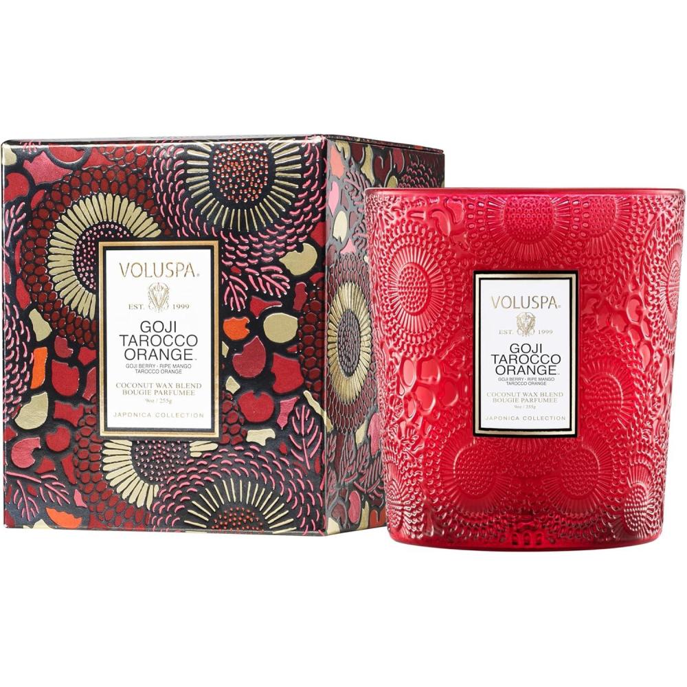 imageVoluspa Goji Tarocco Orange Classic Boxed Candle 9 oz 60 Hour Burn Time Coconut Wax for Clean Burning Handcrafted in The USAGoji Tarocco Orange