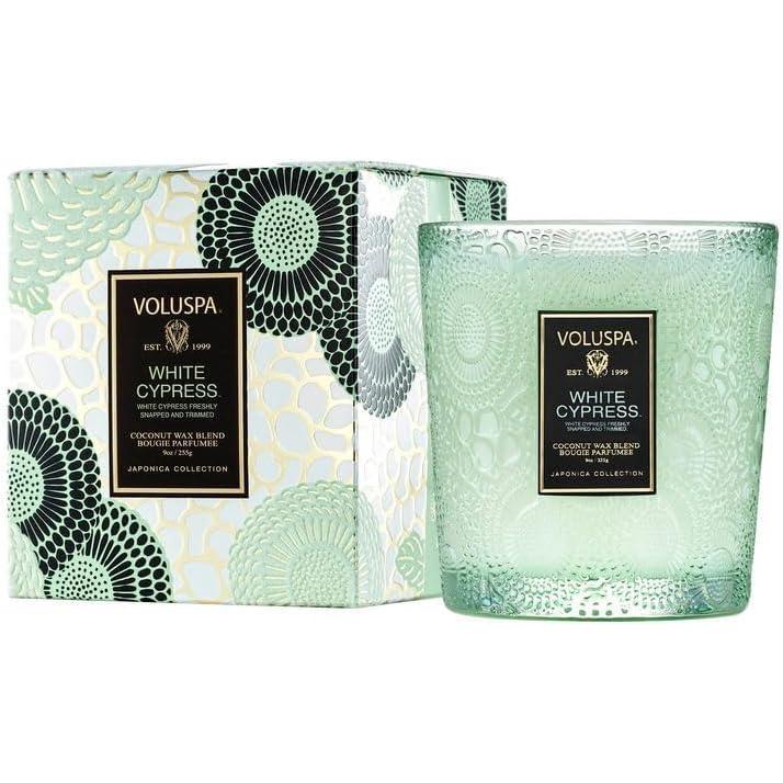 imageVoluspa Goji Tarocco Orange Classic Boxed Candle 9 oz 60 Hour Burn Time Coconut Wax for Clean Burning Handcrafted in The USAWhite Cypress