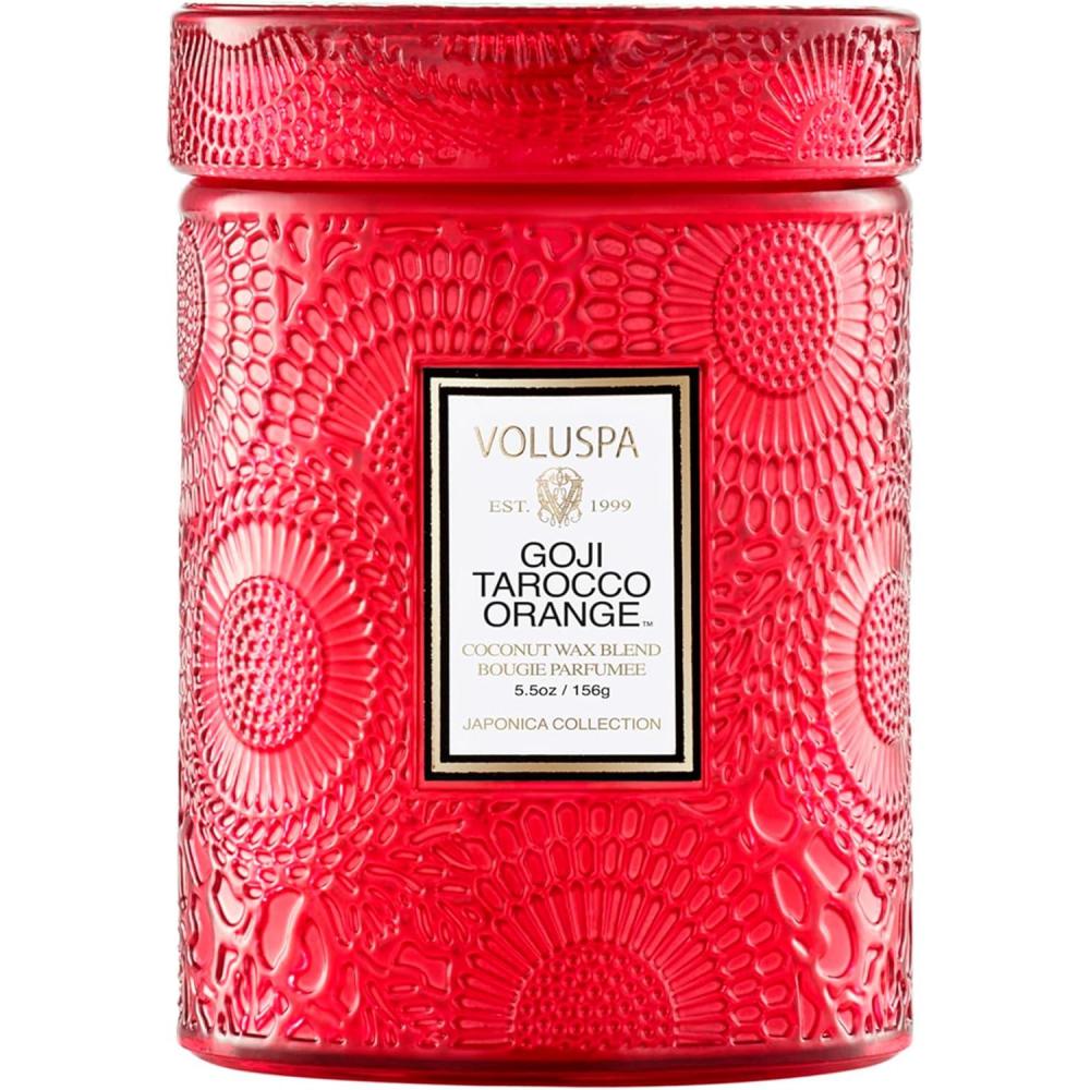 imageVoluspa Goji Tarocco Orange Small Candle Jar 55 oz 50 Hour Burn Time Coconut Wax for Clean Burning Handcrafted in The USA
