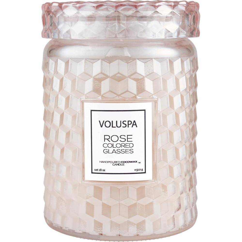 imageVoluspa Milk Rose Large Candle Jar 18 Ounce 100 Hour Burn Time Coconut Wax for Clean Burning Handcrafted in The USARose Colored Glasses