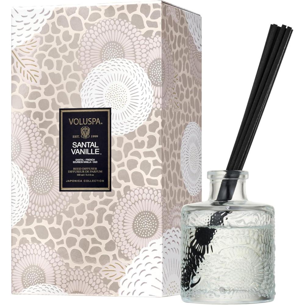 imageVoluspa Mokara Scented Reed Diffuser 34 oz Luxury Orchid Diffuser Oil Reed Diffusers for Home Handcrafted in the USASantal Vanille
