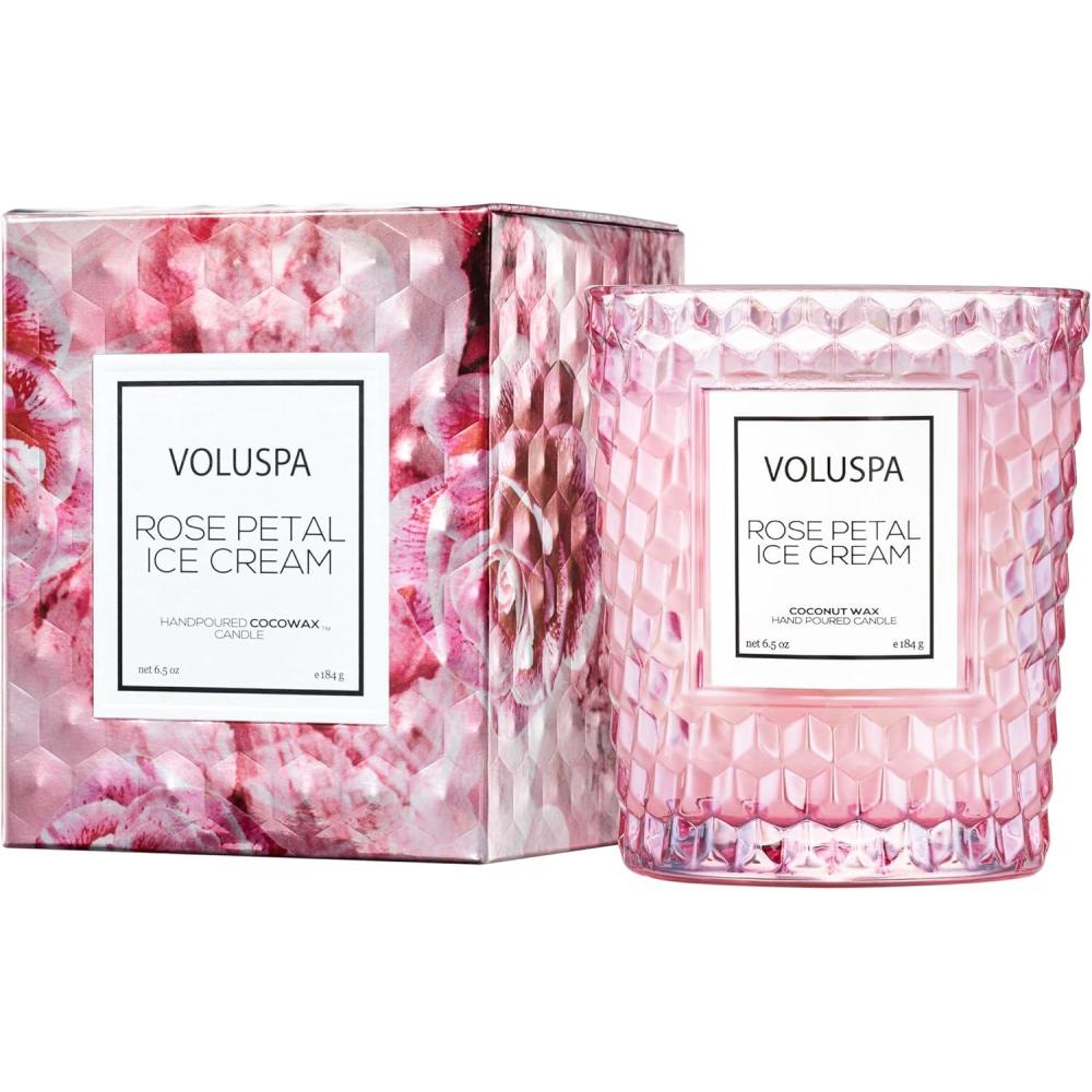 imageVoluspa Rose Petal Ice Cream Classic Candle Jar 65 Ounce 40 Hour Burn Time Coconut Wax for Clean Burning Handcrafted in The USARose Petal Ice Cream