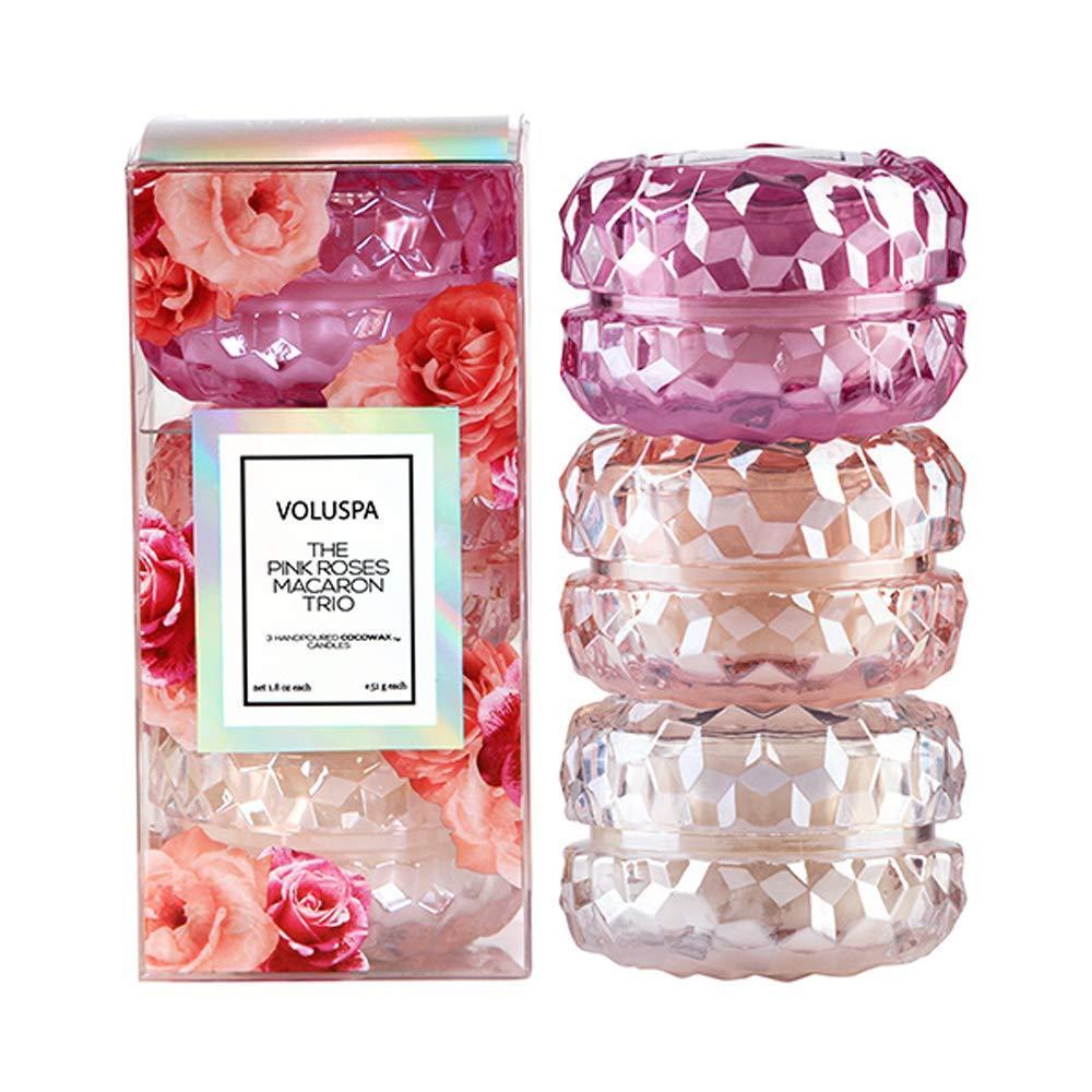 imageVoluspa Roses Macaron Trio Gift Set 18 Ounces Each