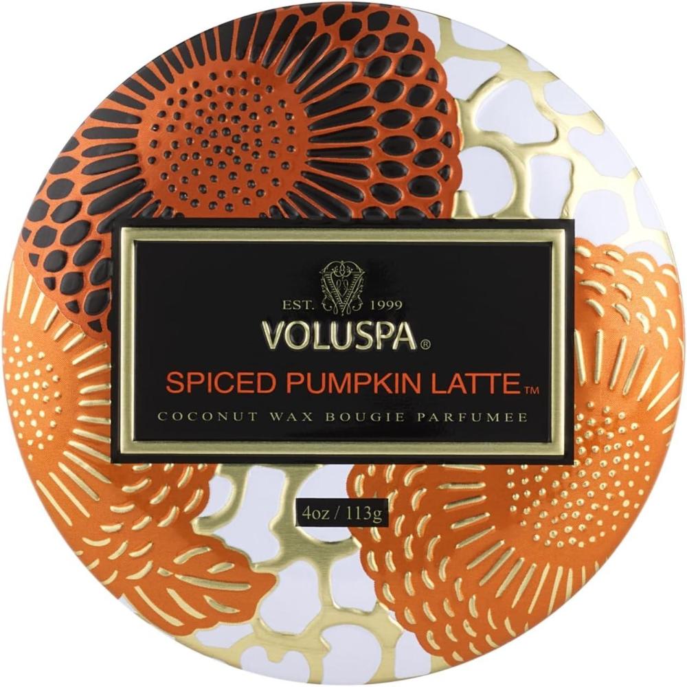 imageVoluspa Sparkling Cuvee 3 Wick Tin Candle 12 Ounce 40 Hour Burn Time Coconut Wax for Clean Burning Handcrafted in The USASpiced Pumpkin Latte