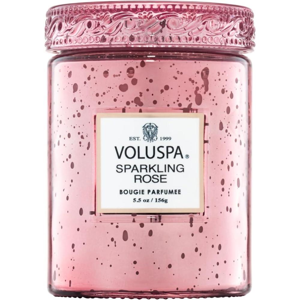 imageVoluspa Sparkling Rose Small Candle Jar 55 Ounce 50 Hour Burn Time Coconut Wax for Clean Burning Handcrafted in The USA