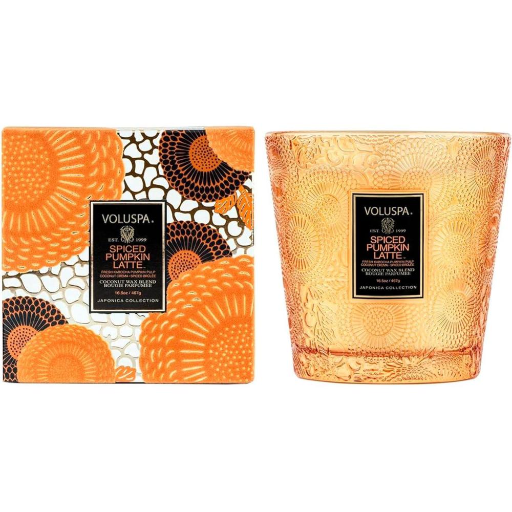 imageVoluspa Spiced Pumpkin Latte 2 Wick Boxed Hearth Candle 165 Ounce 60 Hour Burn Time Coconut Wax for Clean Burning Handcrafted in The USA