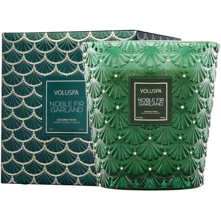 imageVoluspa Spiced Pumpkin Latte 3 Wick Boxed Hearth 38 Ounce 80 Hour Burn Time Coconut Wax for Clean Burning Handcrafted in The USANoble Fir Garland