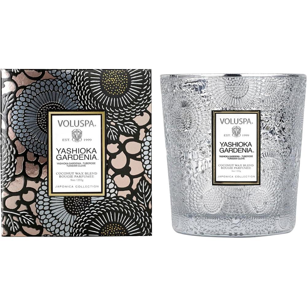 imageVoluspa Yashioka Gardenia Classic Boxed Candle 9 Ounce 60 Hour Burn Time Coconut Wax for Clean Burning Handcrafted in The USA