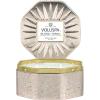 Voluspa Blond Tabac, 3 Wick Tin Candle, 12 oz, 40 Hour Burn Time, Coconut Wax for Clean Burning, Handcrafted in The USA