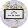Voluspa French Cade Lavender, Mini Tin Candle, 4 oz, 25 Hour Burn Time, Coconut Wax for Clean Burning, Handcrafted in The USA(Panjore Lychee)