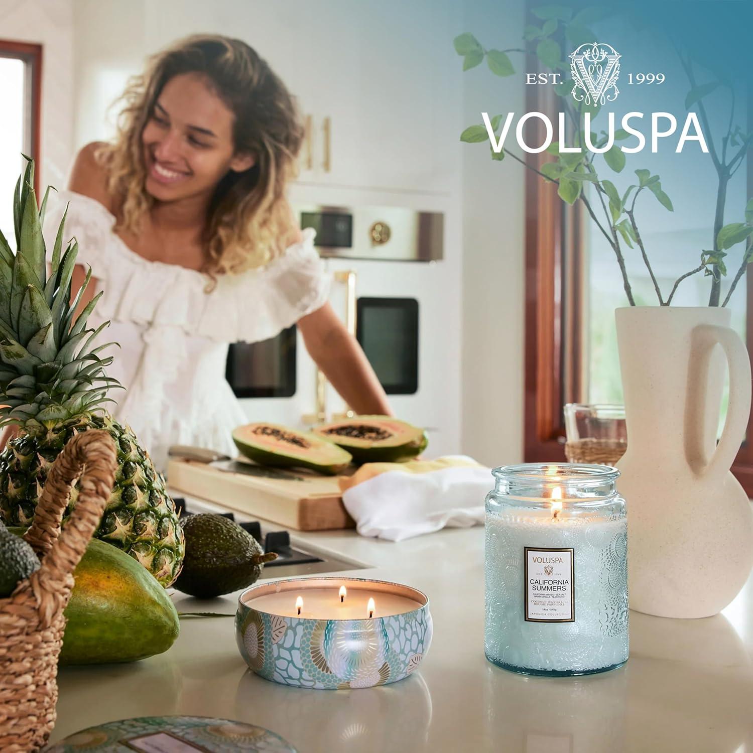 image:imageVoluspa California Summers Candle Jar 9 oz Coconut Wax Blend Classic Scented Candles for Home 60 Hour Burn Time Poured in The USACalifornia Summers