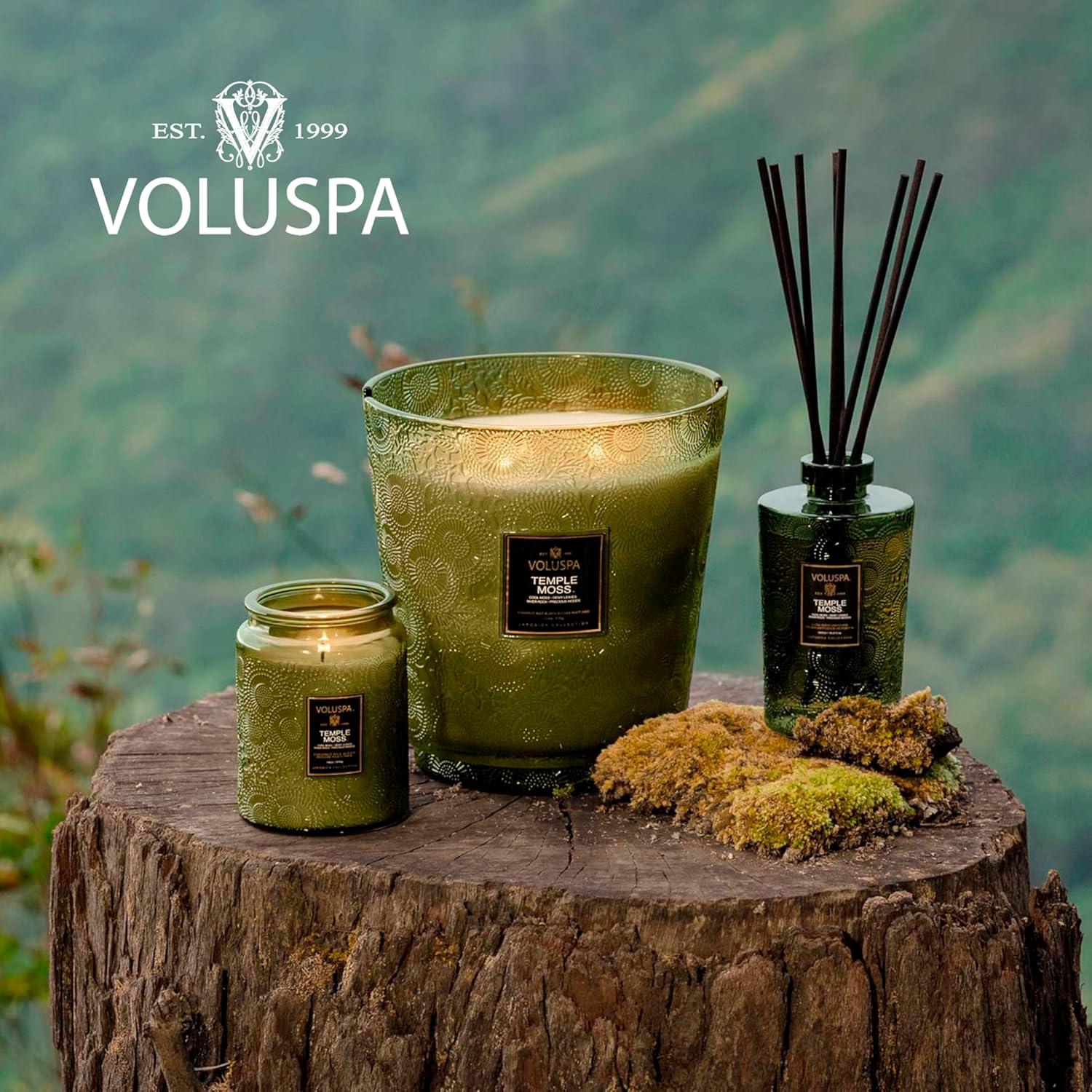image:imageVoluspa Mokara Orchid Large Candle Jar 18 oz 100 Hour Burn Time All Natural Wicks and Coconut Wax for Clean Burning Vegan Poured in the USA11 Temple Moss