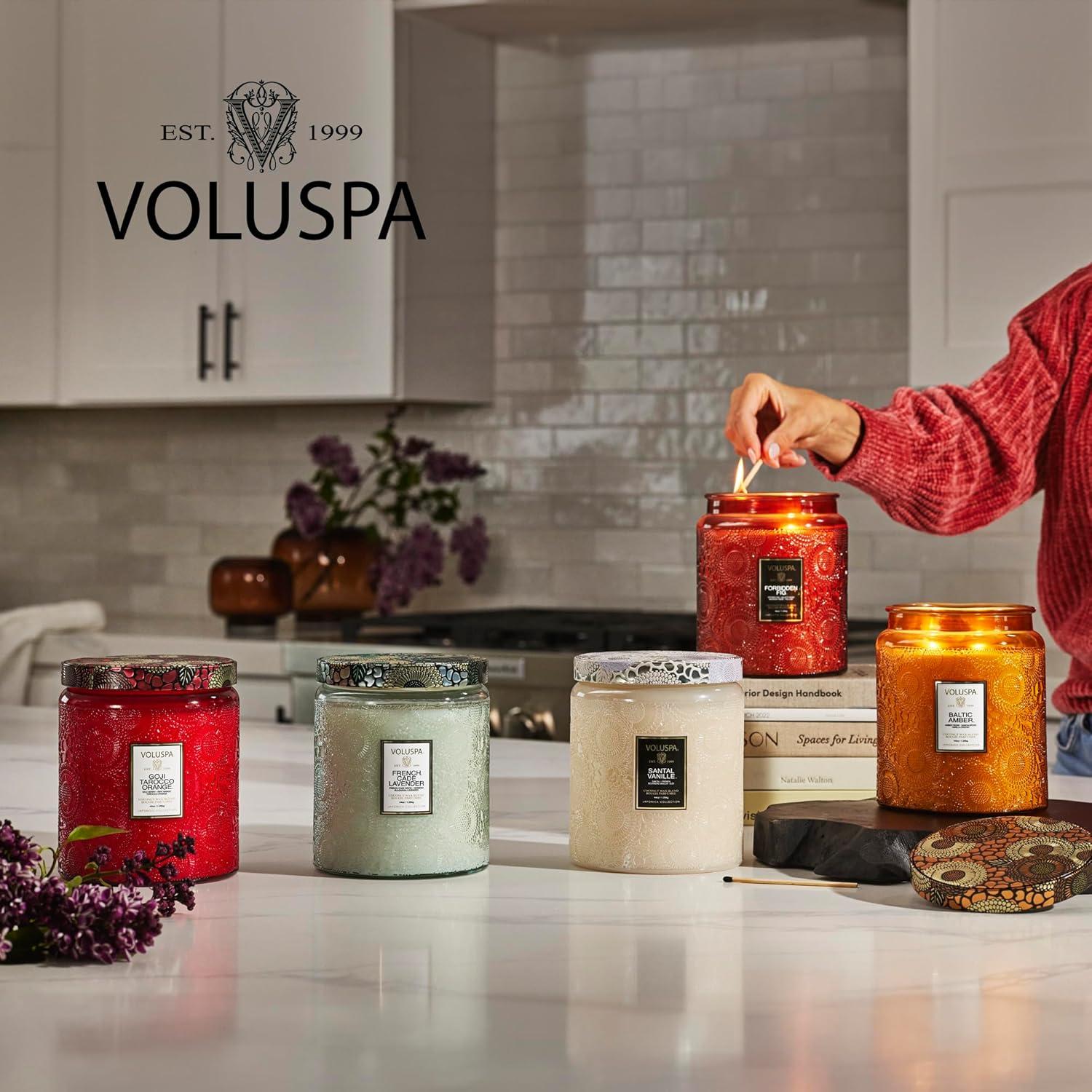 image:imageVoluspa Mokara Orchid Large Candle Jar 18 oz 100 Hour Burn Time All Natural Wicks and Coconut Wax for Clean Burning Vegan Poured in the USA15 Panjore Lychee