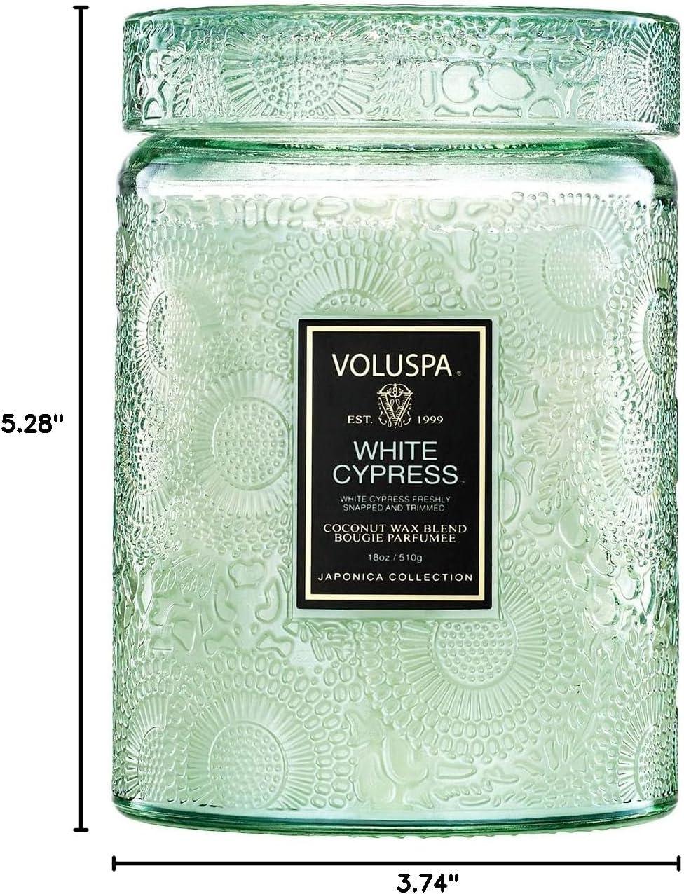 image:imageVoluspa Mokara Orchid Large Candle Jar 18 oz 100 Hour Burn Time All Natural Wicks and Coconut Wax for Clean Burning Vegan Poured in the USA17 White Cypress