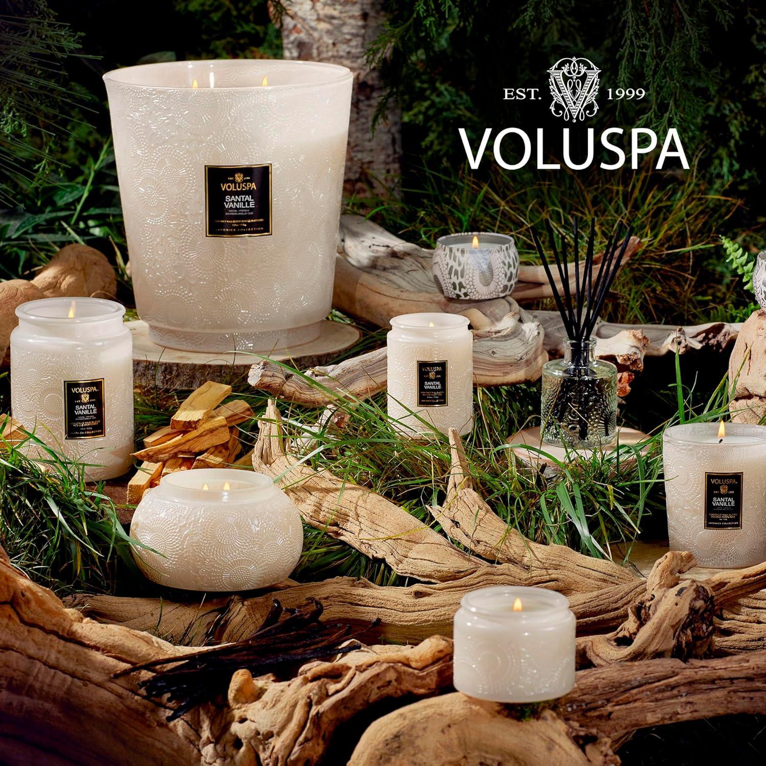 image:imageVoluspa Mokara Orchid Large Candle Jar 18 oz 100 Hour Burn Time All Natural Wicks and Coconut Wax for Clean Burning Vegan Poured in the USA2 Santal Vanille