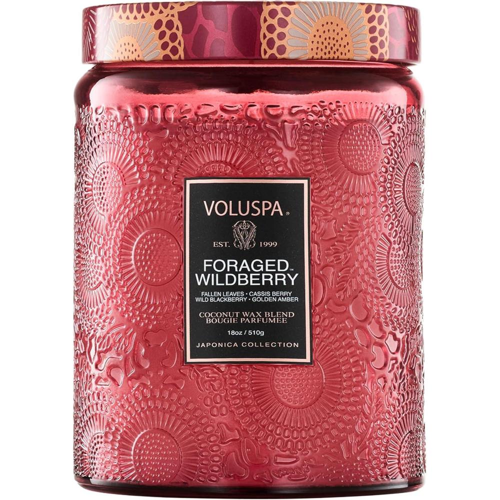 image:imageVoluspa Mokara Orchid Large Candle Jar 18 oz 100 Hour Burn Time All Natural Wicks and Coconut Wax for Clean Burning Vegan Poured in the USA18 Foraged Wildberry