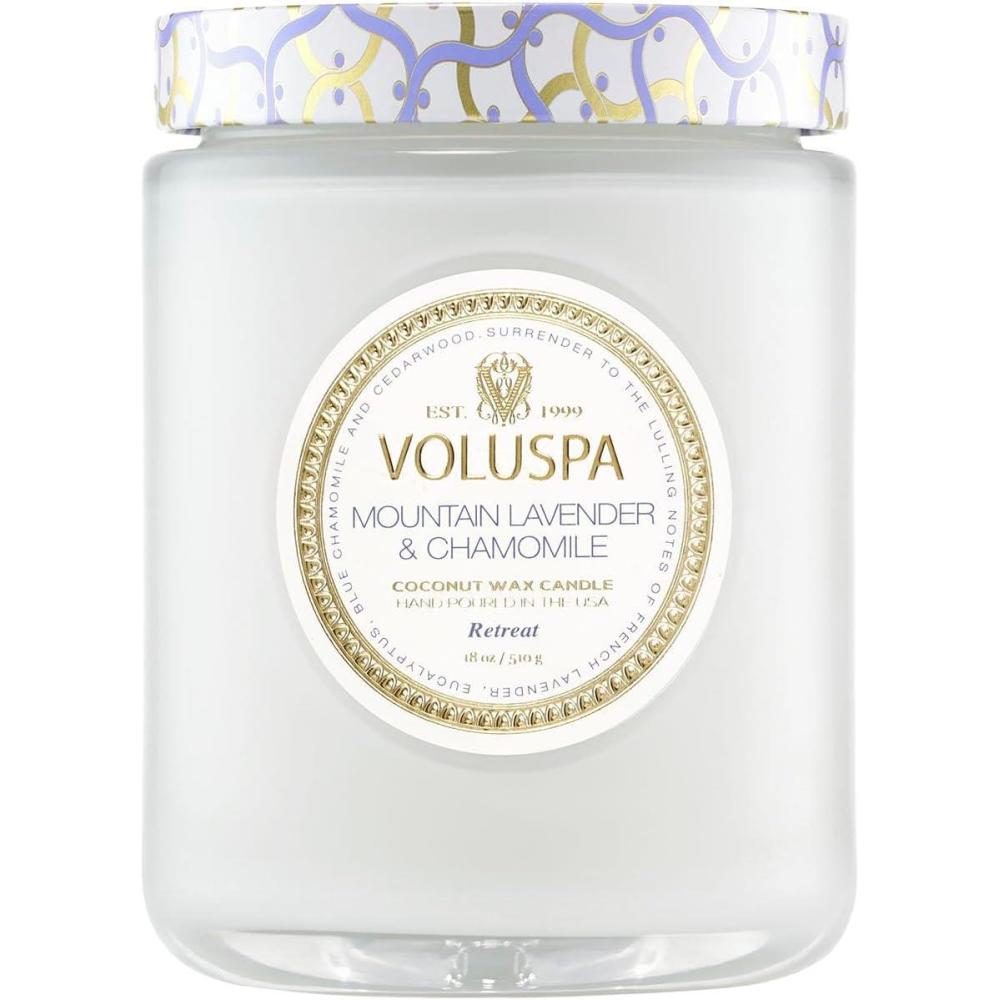 image:imageVoluspa Mokara Orchid Large Candle Jar 18 oz 100 Hour Burn Time All Natural Wicks and Coconut Wax for Clean Burning Vegan Poured in the USA25 Mountain Lavender Chamomile