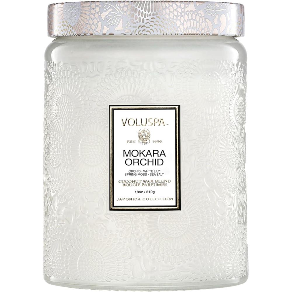 image:imageVoluspa Mokara Orchid Large Candle Jar 18 oz 100 Hour Burn Time All Natural Wicks and Coconut Wax for Clean Burning Vegan Poured in the USA7  Mokara Orchid