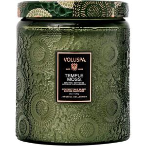 Voluspa Mokara Orchid, Large Candle Jar, 18 oz, 100 Hour Burn Time, All Natural Wicks and Coconut Wax for Clean Burning, Vegan, Poured in the USA(23 – Temple Moss Two Wick)