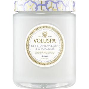 Voluspa Mokara Orchid, Large Candle Jar, 18 oz, 100 Hour Burn Time, All Natural Wicks and Coconut Wax for Clean Burning, Vegan, Poured in the USA(25 – Mountain Lavender & Chamomile)