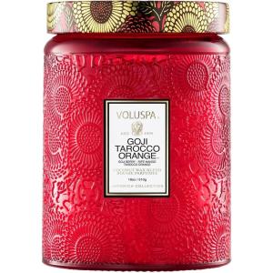 Voluspa Mokara Orchid, Large Candle Jar, 18 oz, 100 Hour Burn Time, All Natural Wicks and Coconut Wax for Clean Burning, Vegan, Poured in the USA(3 – Goji Tarocco Orange)